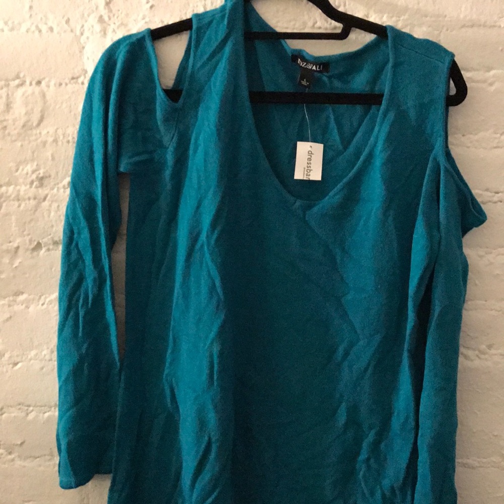 Dress barn Teal Sweater with shoulder cutouts